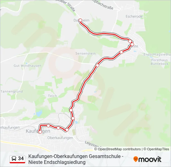 34 Bus Line Map