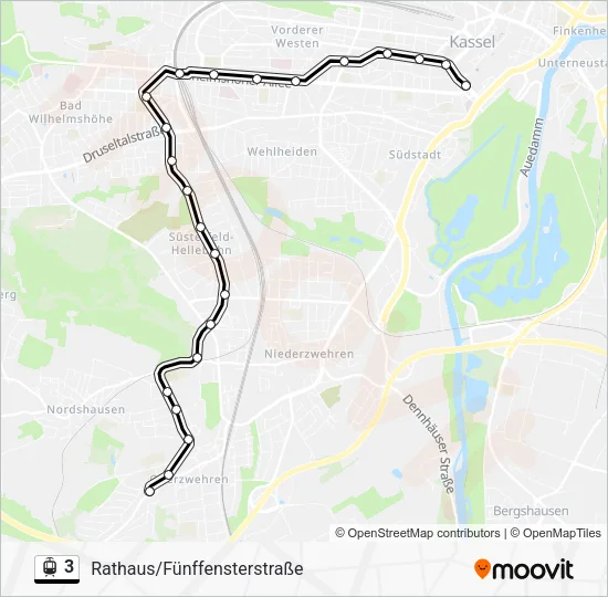 Трамвай 3: карта маршрута