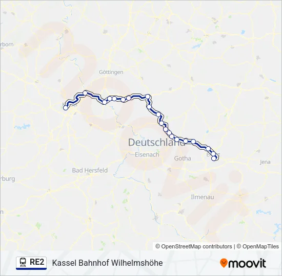 Bahnlinie RE2 Karte