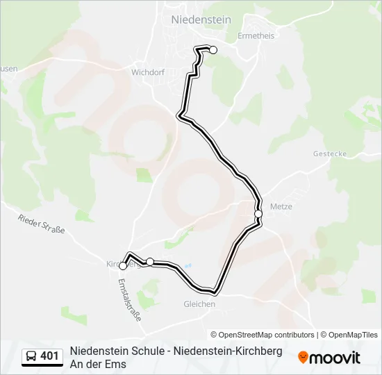 401 Bus Line Map