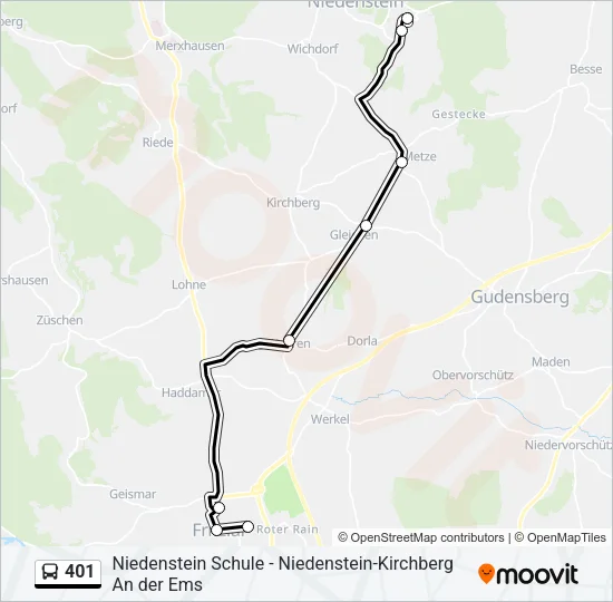 401 Bus Line Map