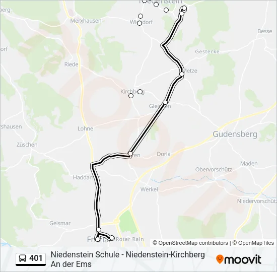401 Bus Line Map