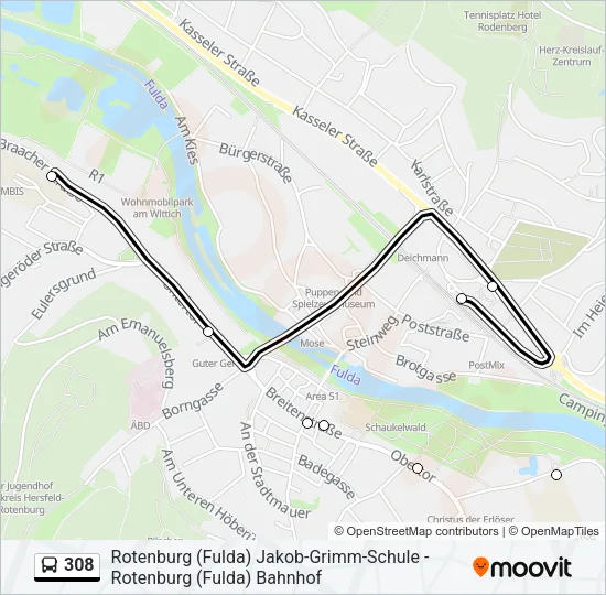 308 Bus Line Map