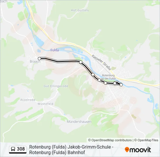 308 Bus Line Map
