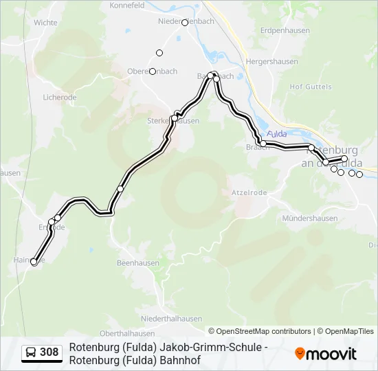 308 Bus Line Map