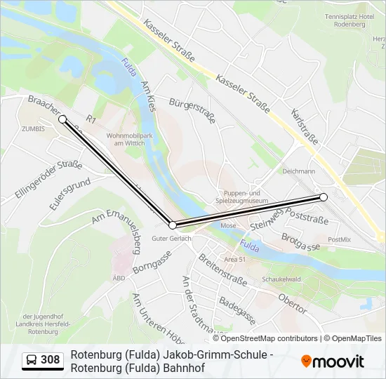 308 Bus Line Map