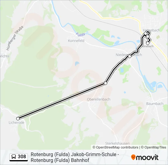 308 Bus Line Map