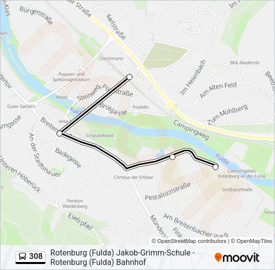 308 Bus Line Map