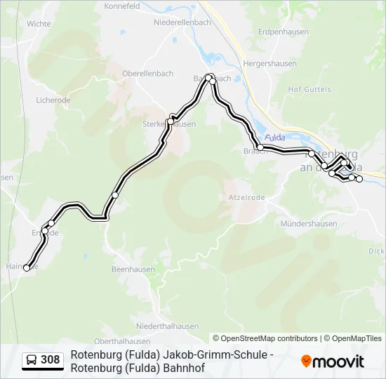 308 Bus Line Map