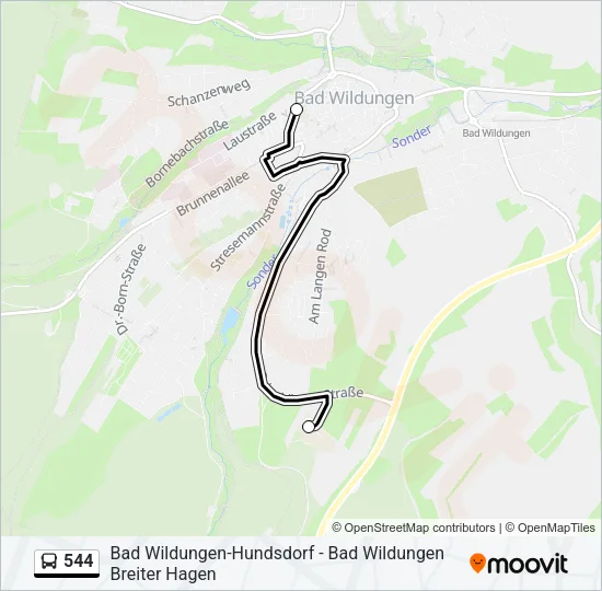 544 Bus Line Map