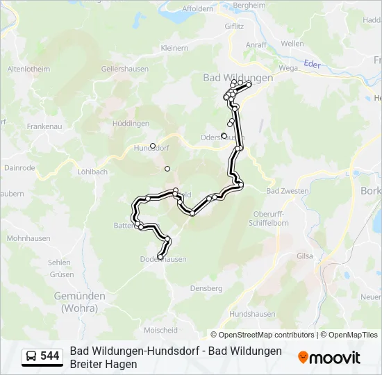 544 Bus Line Map