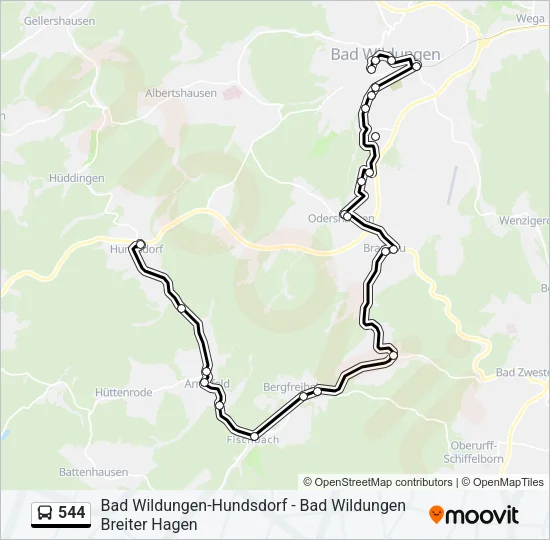 544 Bus Line Map