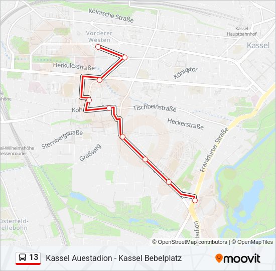 Автобус 13: карта маршрута