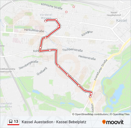 Автобус 13: карта маршрута