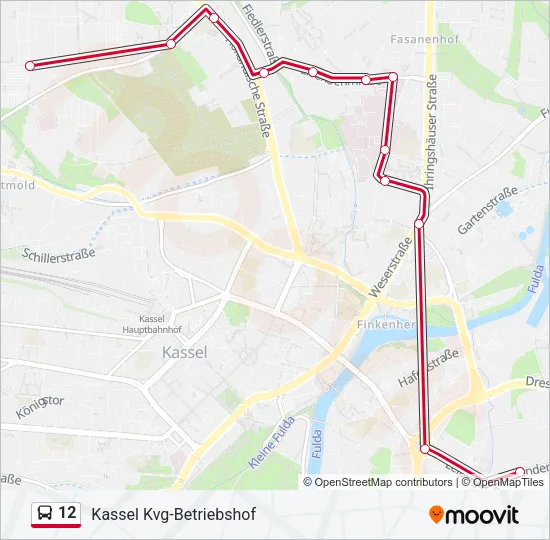 Автобус 12: карта маршрута