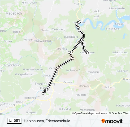501 Bus Line Map