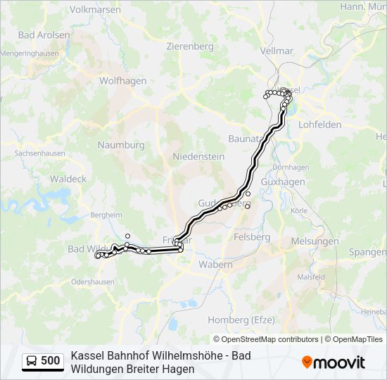 Buslinie 500 Karte