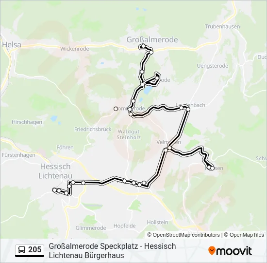 205 Bus Line Map