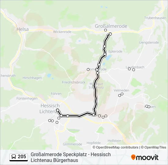 205 Bus Line Map