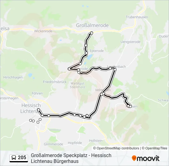 205 Bus Line Map