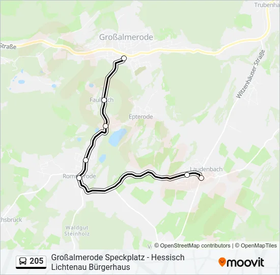 205 Bus Line Map