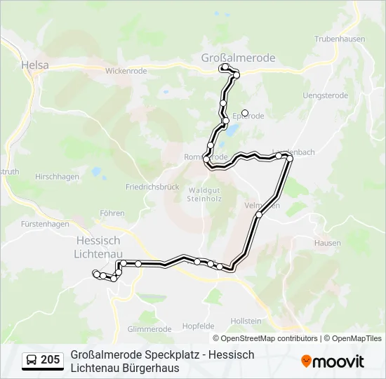 205 Bus Line Map