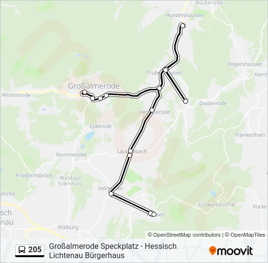 205 Bus Line Map