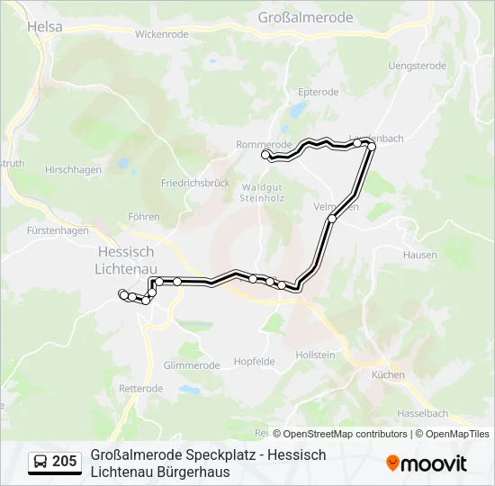 205 Bus Line Map