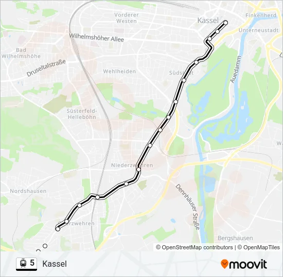Straßenbahnlinie 5 Karte