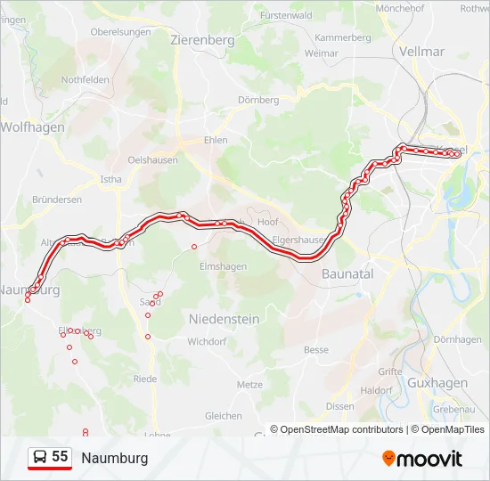 55 Bus Line Map