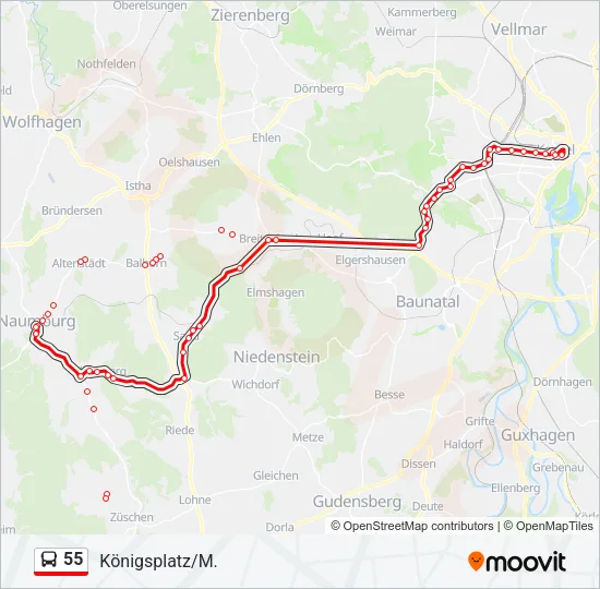55 Bus Line Map
