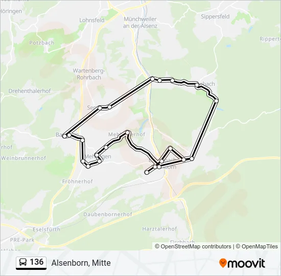136 Bus Line Map