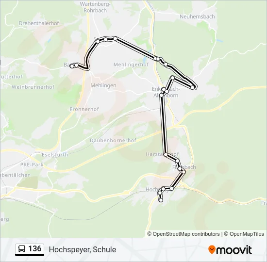 136 Bus Line Map