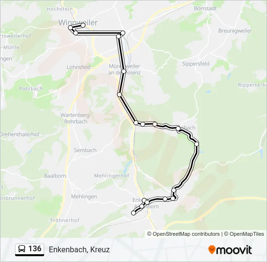 136 Bus Line Map