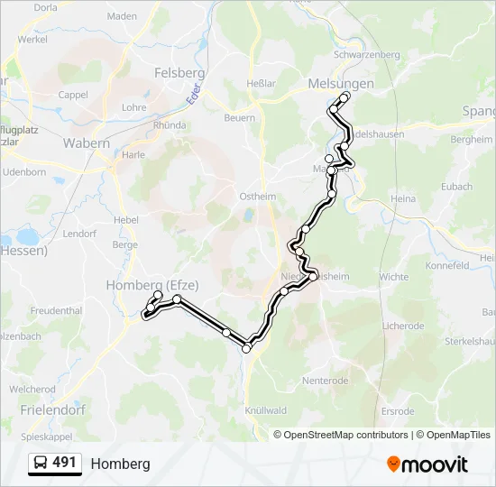 491 Bus Line Map