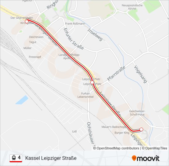 Straßenbahnlinie 4 Karte