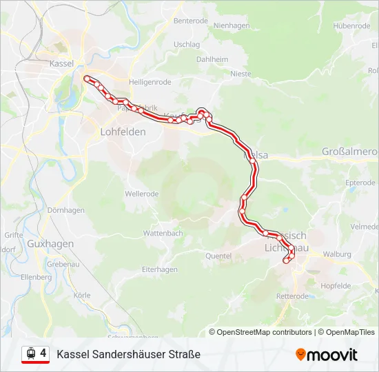 Straßenbahnlinie 4 Karte