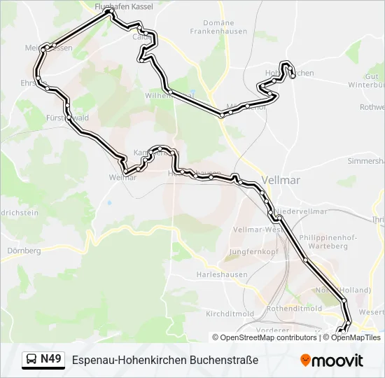 N49 Bus Line Map