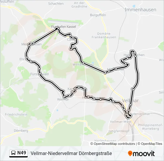 N49 Bus Line Map