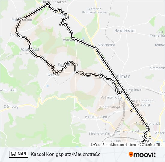 Автобус N49: карта маршрута