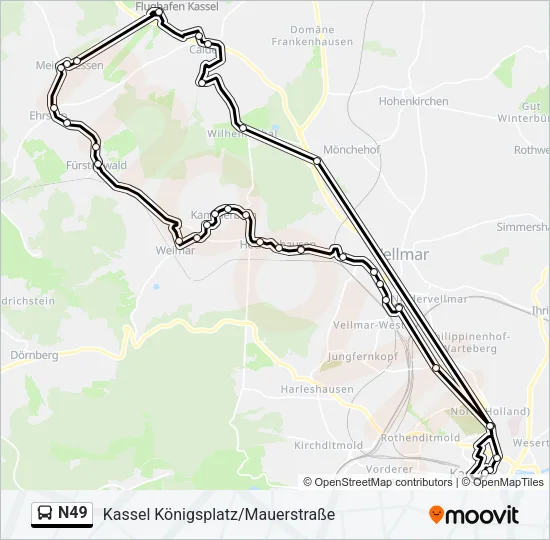 N49 Bus Line Map