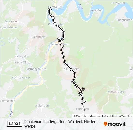 521 Bus Line Map