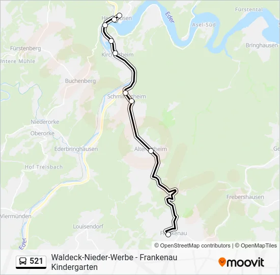 Автобус 521: карта маршрута