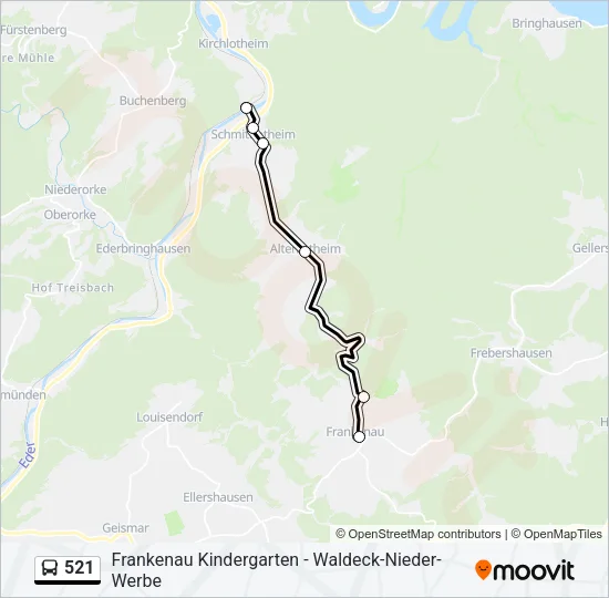 521 Bus Line Map
