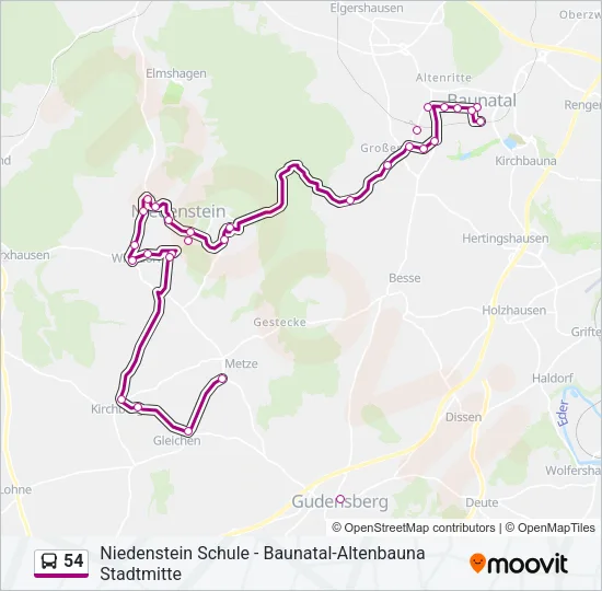 54 Bus Line Map