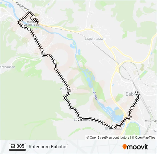 305 Bus Line Map