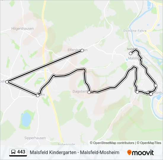 443 Bus Line Map