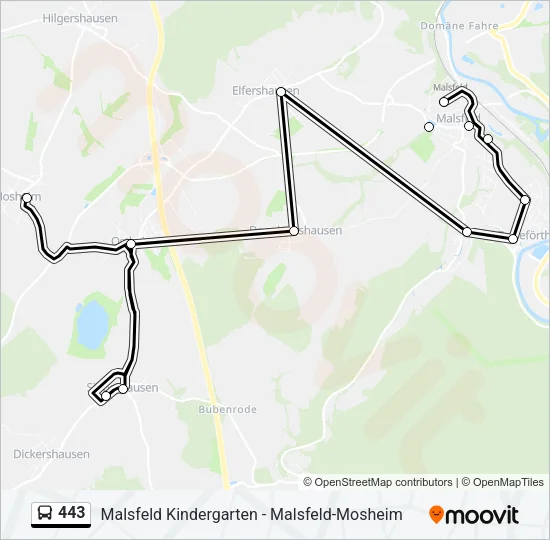 443 Bus Line Map