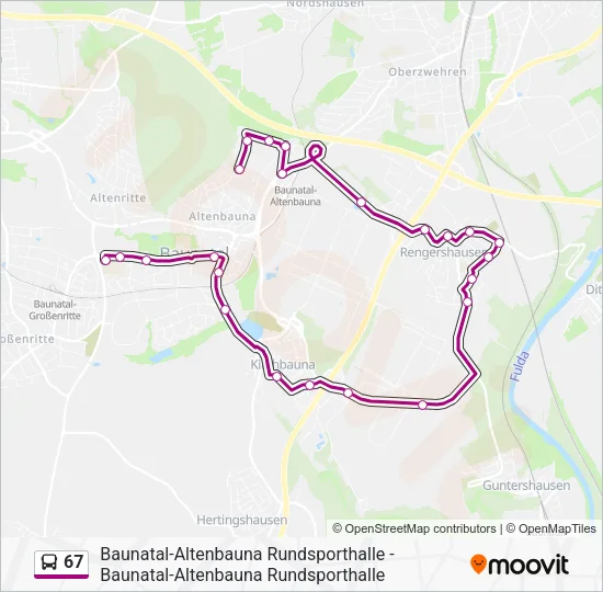 67 Bus Line Map