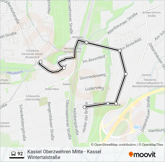 92 Bus Line Map